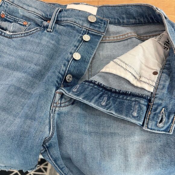 Mother The Trickster Fray Hem Biker Denim Shorts in Slay It With Flowers 26 - Picture 10 of 11